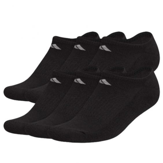Adidas Athletic Cushioned 6-Pack No Show Socks Black/ Aluminum (Women's)