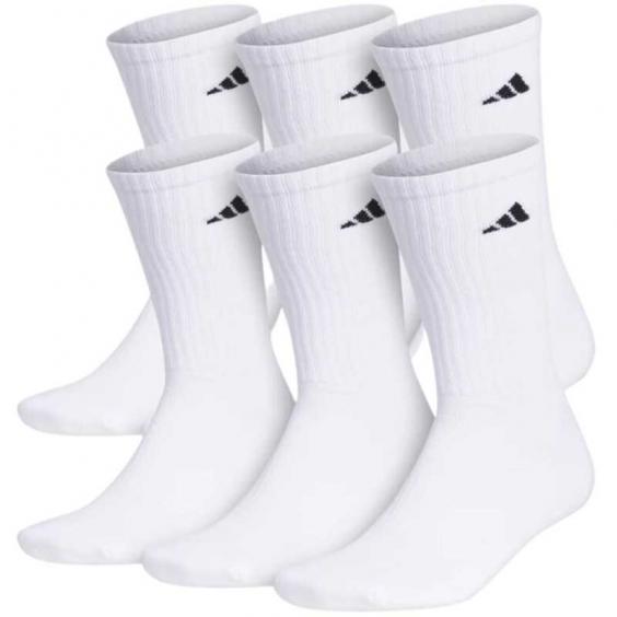 Adidas Athletic Cushioned 6-Pack Crew Socks White/ Black (Men's)