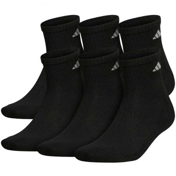 Adidas Athletic Cushioned 6-Pack Quarter Black/ Aluminum 2 (Men's) Adidas Athletic Cushioned 6-Pack Quarter Black/ Aluminum 2 (Men's)