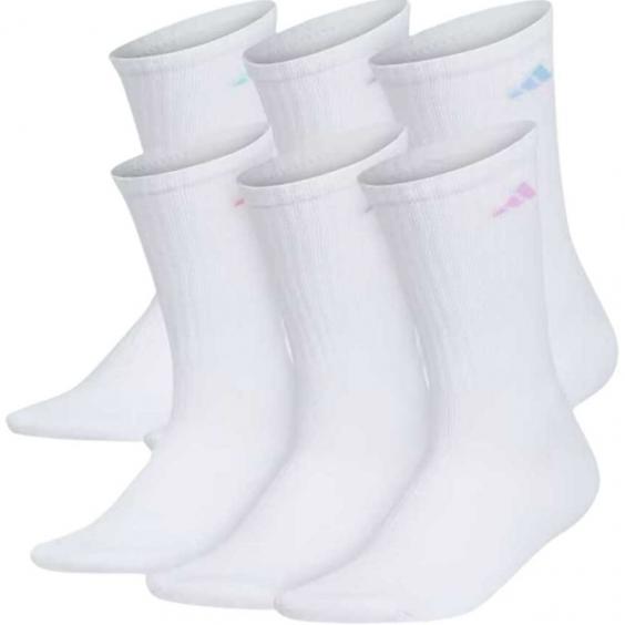 Adidas Athletic Cushioned 6-Pack Crew White/ Clear Sky Blue/ Bliss Lilac Purple (Women's)