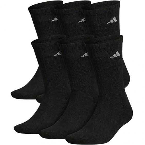 Adidas Athletic Cushioned 6-Pack Crew Black/ Aluminum 2 (Men's)