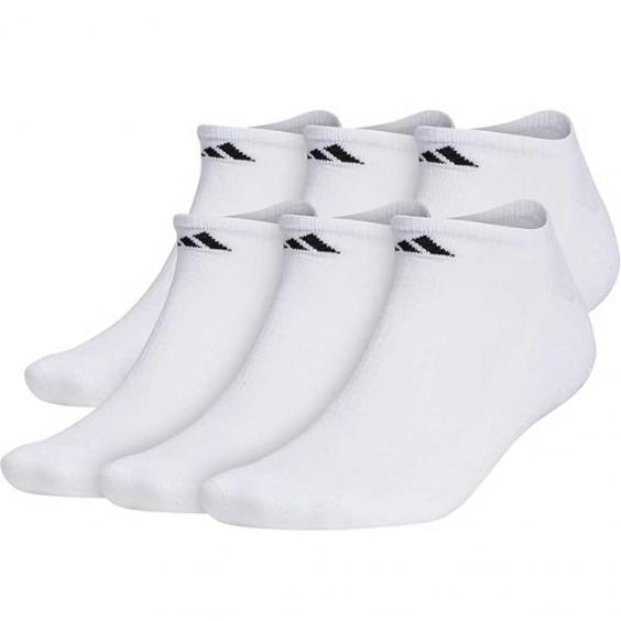 Adidas Athletic Cushioned 6-Pack No Show White/ Black (Men's)