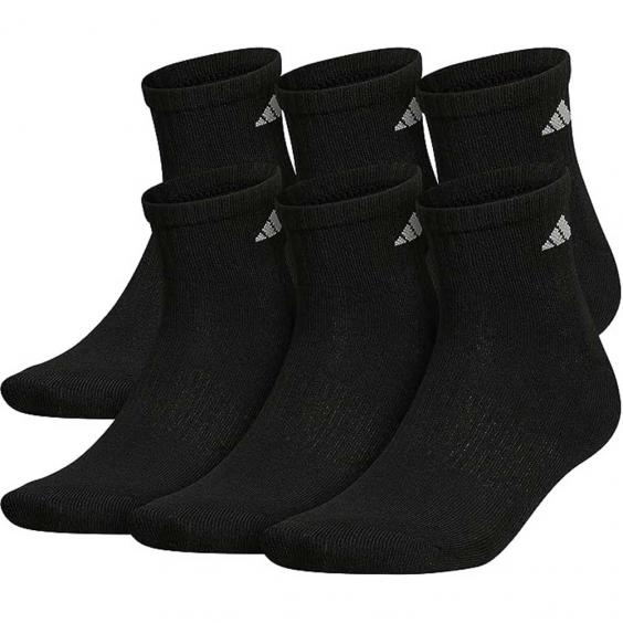 Adidas Athletic Cushioned 6-Pack Quarter Black/ Aluminum 2 (Men's)