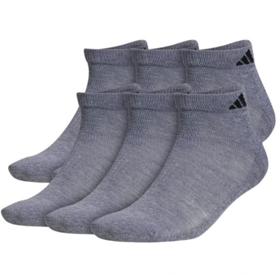 Adidas Athletic Cushioned 6-Pack Low Cut Socks Heather Grey/ Black (Men's)
