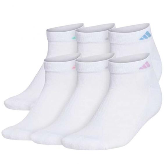 Adidas Athletic Cushioned 6-Pack Low Cut White/ Clear Sky Blue/ Bliss Lilac Purple (Women's)