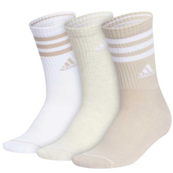 Adidas Cushioned 3-Stripes 3.0 3-Pack Crew Wonder Beige/ White/ Alumina Heather (Women's)