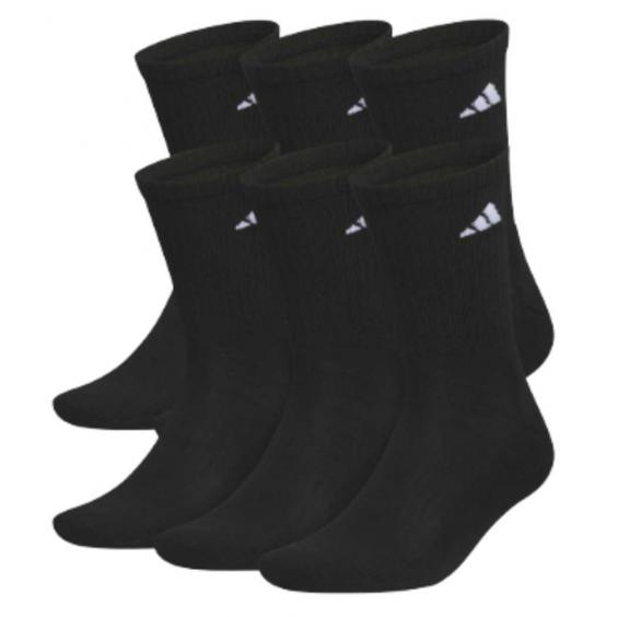 Adidas Classic Cushioned 6-Pack Crew Black/ White (Men's) Adidas Classic Cushioned 6-Pack Crew Black/ White (Men's)