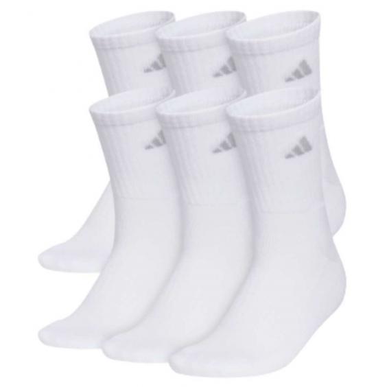 Adidas Classic Cushioned 6-Pack Crew White/ Clear Onix Grey (Women's) Adidas Classic Cushioned 6-Pack Crew White/ Clear Onix Grey (Women's)