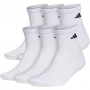 Adidas Athletic Cushioned 6-Pack Quarter Socks White/ Black (Men's)