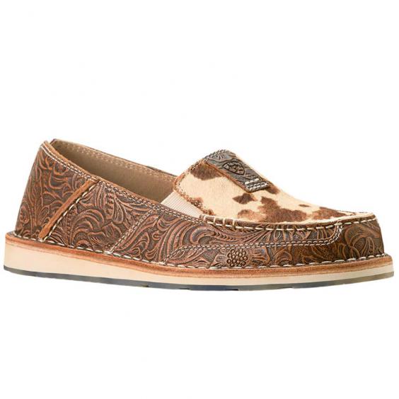 Ariat Cruiser Slip-On Tan Floral Emboss/ Tan & White Brindle Hair On (Women's)