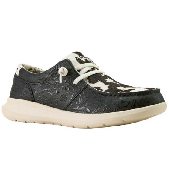 Ariat Hilo Slip-On Black Floral Emboss/ Black and White Hair On (Women's)