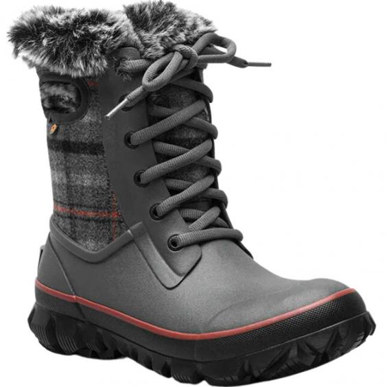 Bogs Arcata Cozy Plaid Winter Boot Dark Gray Multi (Women's)