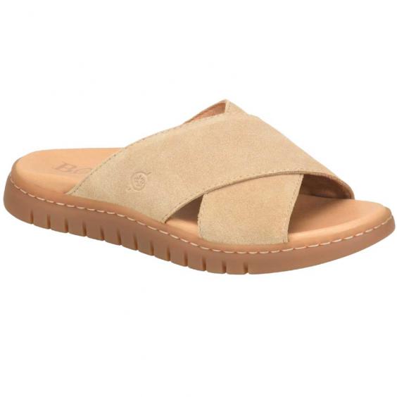 Born Adia Slide Sandal Taupe Suede (Women's)