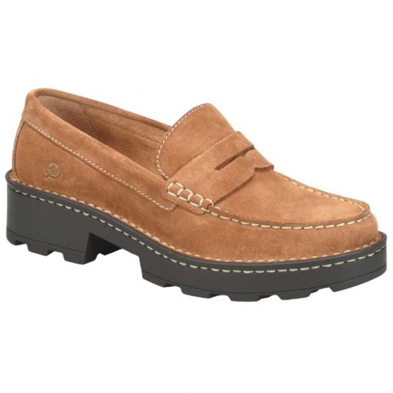 Born Carrera Platform Loafer Tan Camel Suede (Women's)