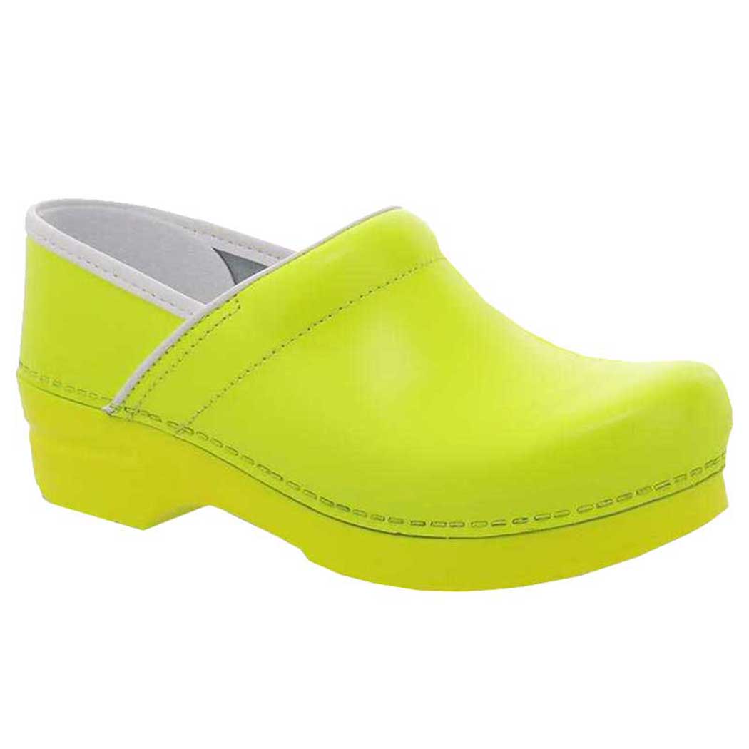dansko neon yellow clogs