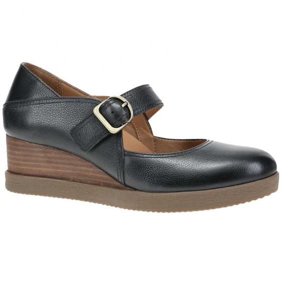 Dansko Sandy Mary-Jane Wedge Black Waterproof Milled (Women's)