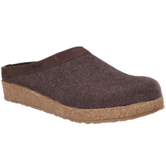 Haflinger GZL42 Grizzly Wool Clog Leather Trim Smokey Brown(Unisex)