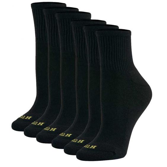 Hue Sport Mini Crew Sock 6 Pair Pack Black (Women's)