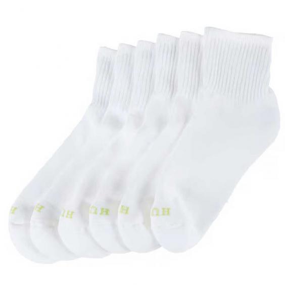 Hue Sport Mini Crew Sock 6 Pair Pack White (Women's)