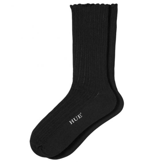 Hue Scalloped Pointelle Crew Sock Black (Women's)