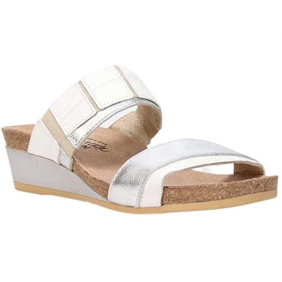 Naot Royalty Soft White and Silver Leather Sandal