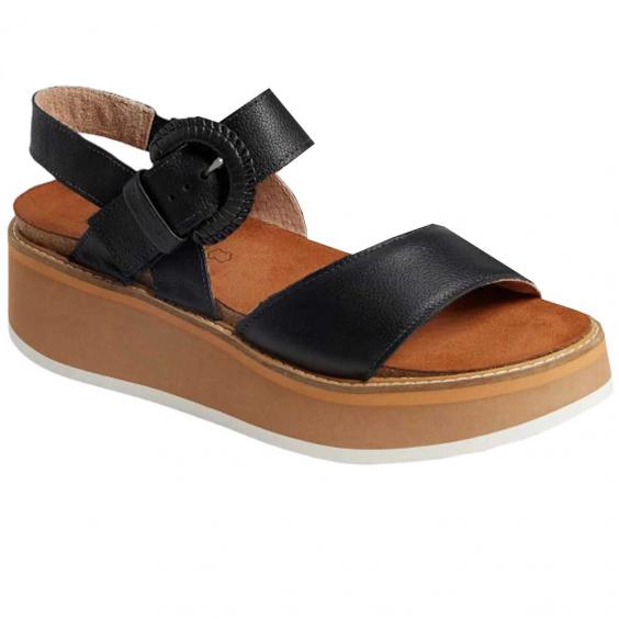Naot Crepe Platform Sandal Soft Black/ Camel Sole (Women's)