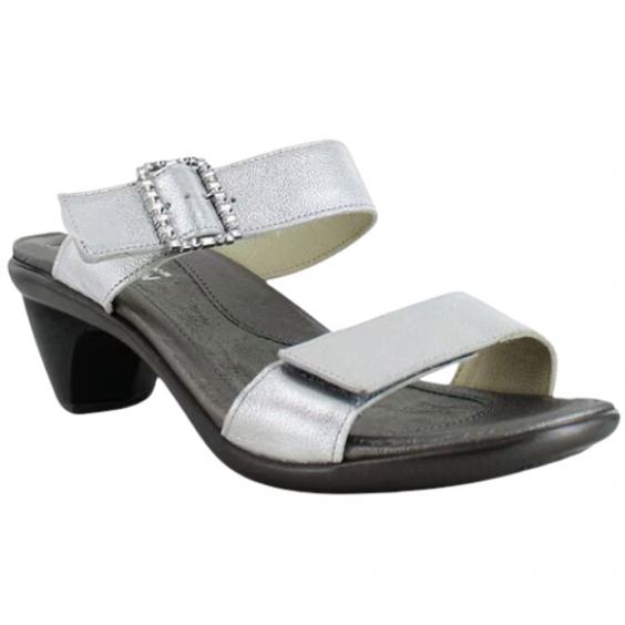 Naot Recent Heeled Slide Sandal Soft Silver Leather (Women's)