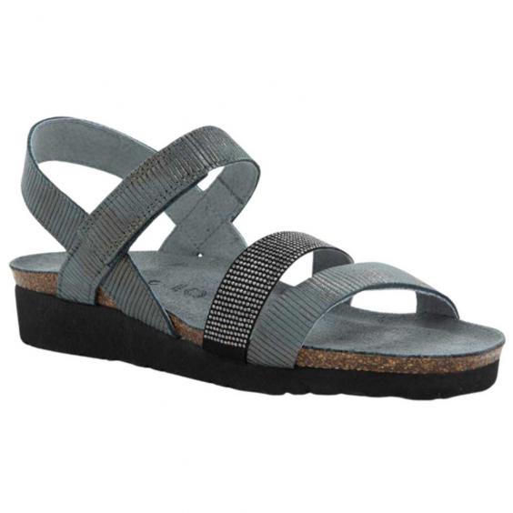 Naot Krista Sandal Graphite Striped Suede with Black (Women's)