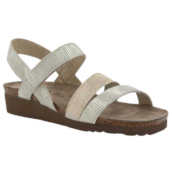 Naot Krista Sandal Platinum Striped Suede with Light Gold (Women's)