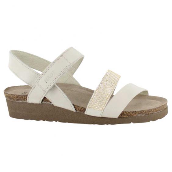 Naot Krista Sandal Soft Ivory Leather with Gold (Women's)
