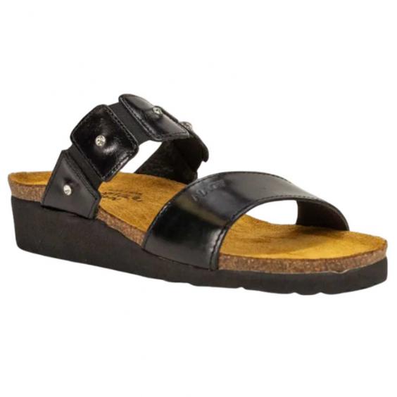 Naot Ashley Slide Black Madras Leather (Women's)