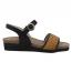 Naot Cecile Sandal Soft Black Leather/ Golden Brown Raffia (Women's) 1