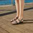 Naot Krista Sandal Graphite Striped Suede with Black (Women's) 5