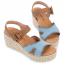 Naot Majorca Wedge Sandal Latte Brown Leather/ Light Denim (Women's) 4