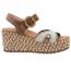 Naot Majorca Wedge Sandal Brown Cedar Suede/ Linen Raffia (Women's) 1