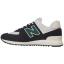 New Balance 574 Retro Sneaker Black/ White/ Marsh Green (Men's) 2