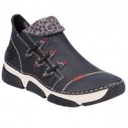 Rieker Angela 45983 Slip-On Schwarz/ Leo-Grey (Women's)