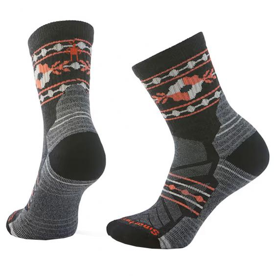 Smartwool Hike Light Cushion Retro Floral Mid Crew Socks Charcoal (Women's)