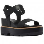 Sorel Joanie IV Y Strap Wedge Sandal Black/ Sea Salt (Women's)