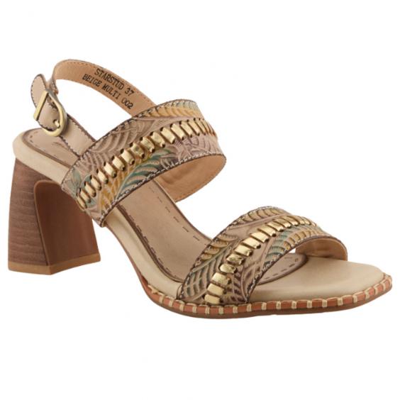 L'Artiste by Spring Step Starstud Heeled Sandal Beige Multi (Women's)