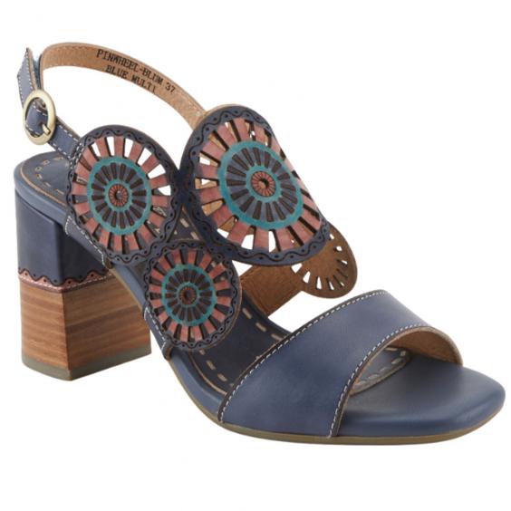 L'Artiste by Spring Step Pinwheel Heeled Sandal Blue (Women's)