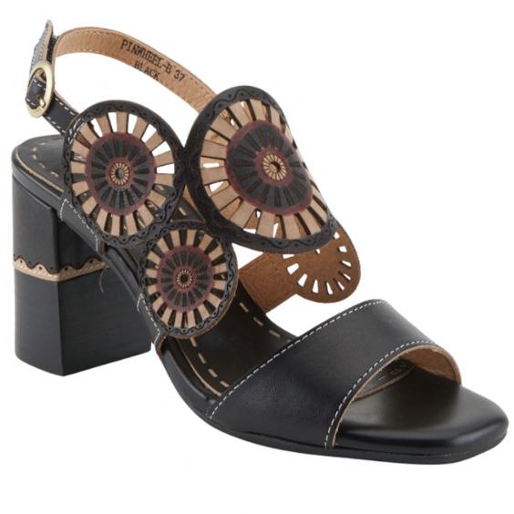 L'Artiste by Spring Step Pinwheel Heeled Sandal Black (Women's)