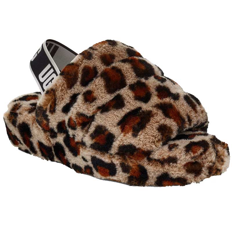 leopard ugg fluff yeah slide