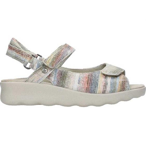 Wolky Pichu Ligned Suede Sandal Multi White (Women's)