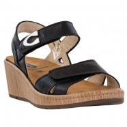 Wolky Sanibel Wedge Sandal Black Viagretta Leather (Women's)