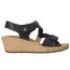Wolky La Jolla Wedge Sandals Black Viagretta Leather (Women's) 1